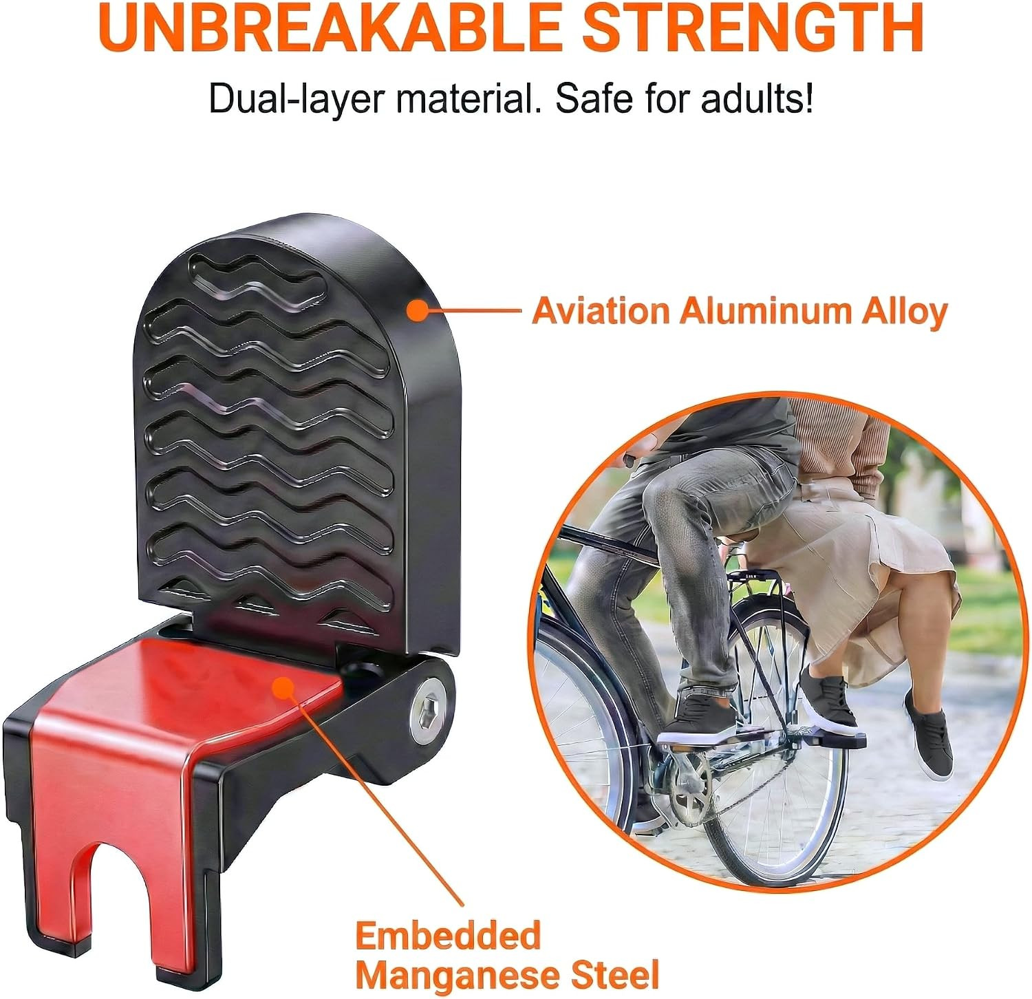 Heavy Duty E-Bike Foot Pegs for 15Mm(0.59″) Axle ONLY, Anti-Slip Foldable Rear P