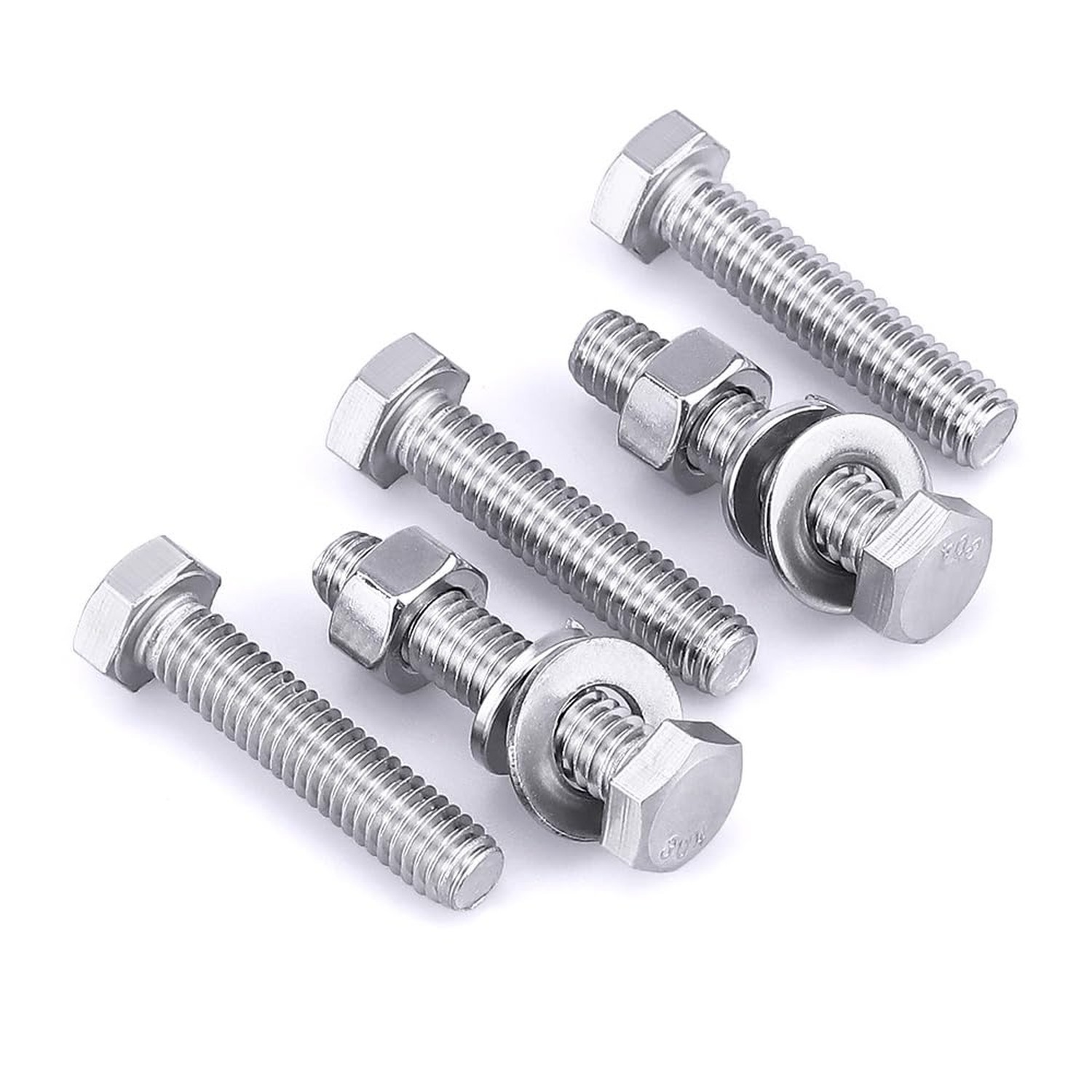 (10 Sets) 1/4-20 x 2 Hex Bolt and Nut Kit, 304 Stainless Steel (18-8), Fully …
