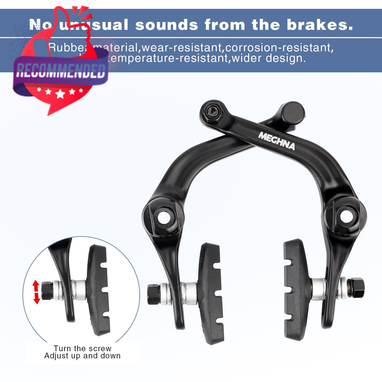 Bike Brake Set Rear U Aluminum Alloy Right Black 3-Piece Lightweight