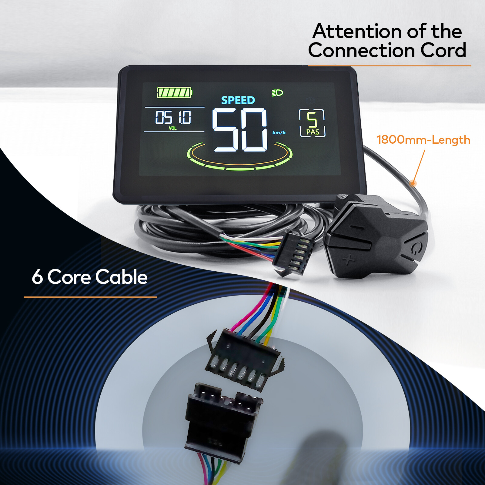 Ebike H6C LCD Display Control Electric Bicycle Speed Meter Speedometer UART No2