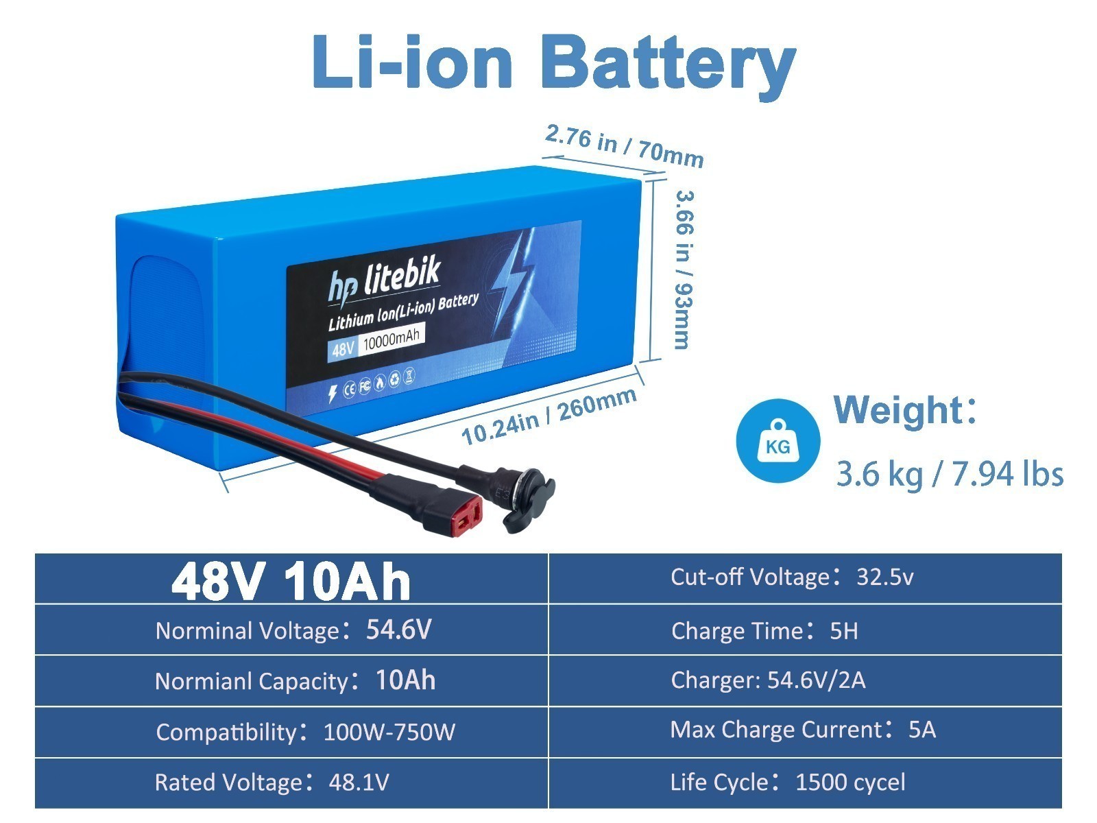 48V Ebike Battery 8AH/10AH/14AH/20AH bicycle lithium battery 200W-1200W Motors