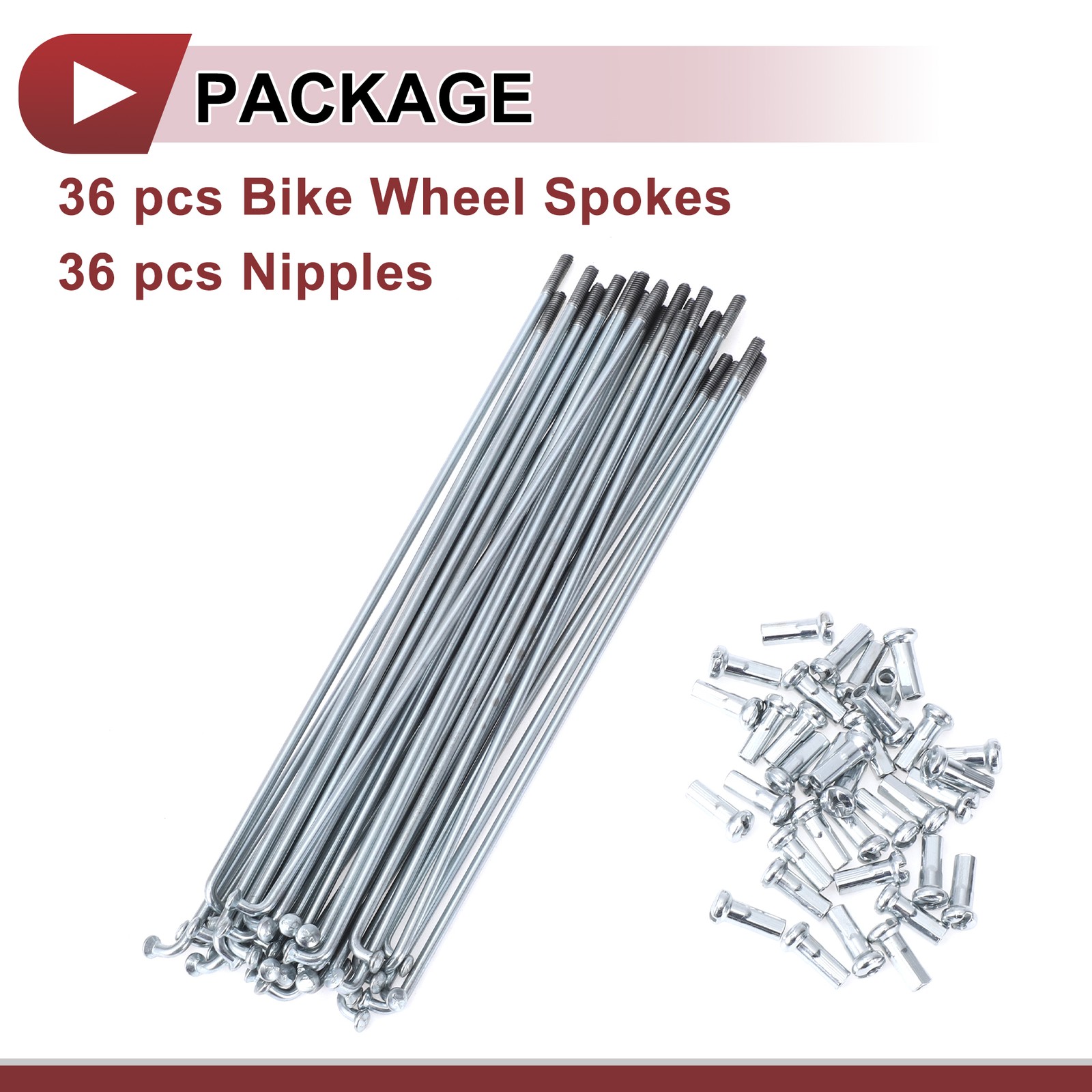 36 Set 13G Bicycle Spokes 139mm Bike Wheel Spokes Galvanized Carbon Steel