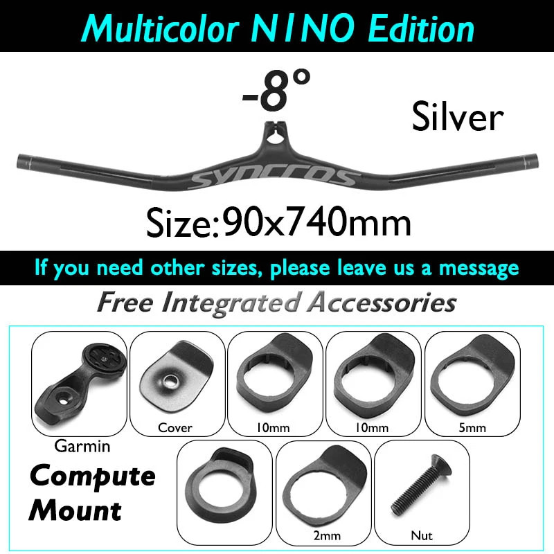 -8/-17/-25 Degree Carbon Fiber Mountain Bike Integrated Handlebar 90*740mm