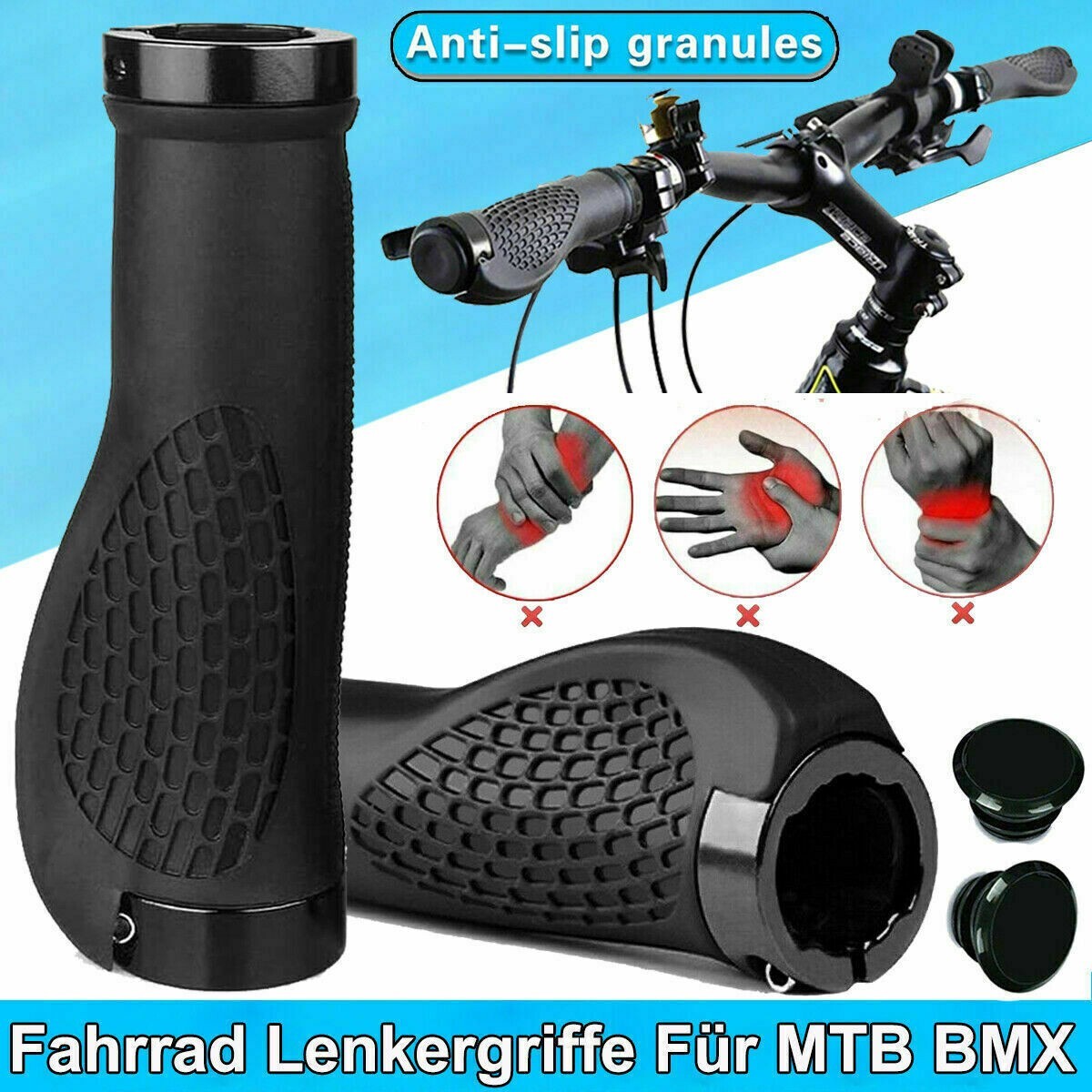 Bike Grips Rubber Mountain Bicycle MTB Handlebar Ergonomic Cycling Lock On TPR