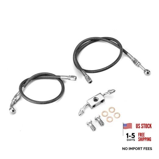 Extended Length ABS Hydraulic Front Brake Line Kit Stainless Steel 50.5″ Black