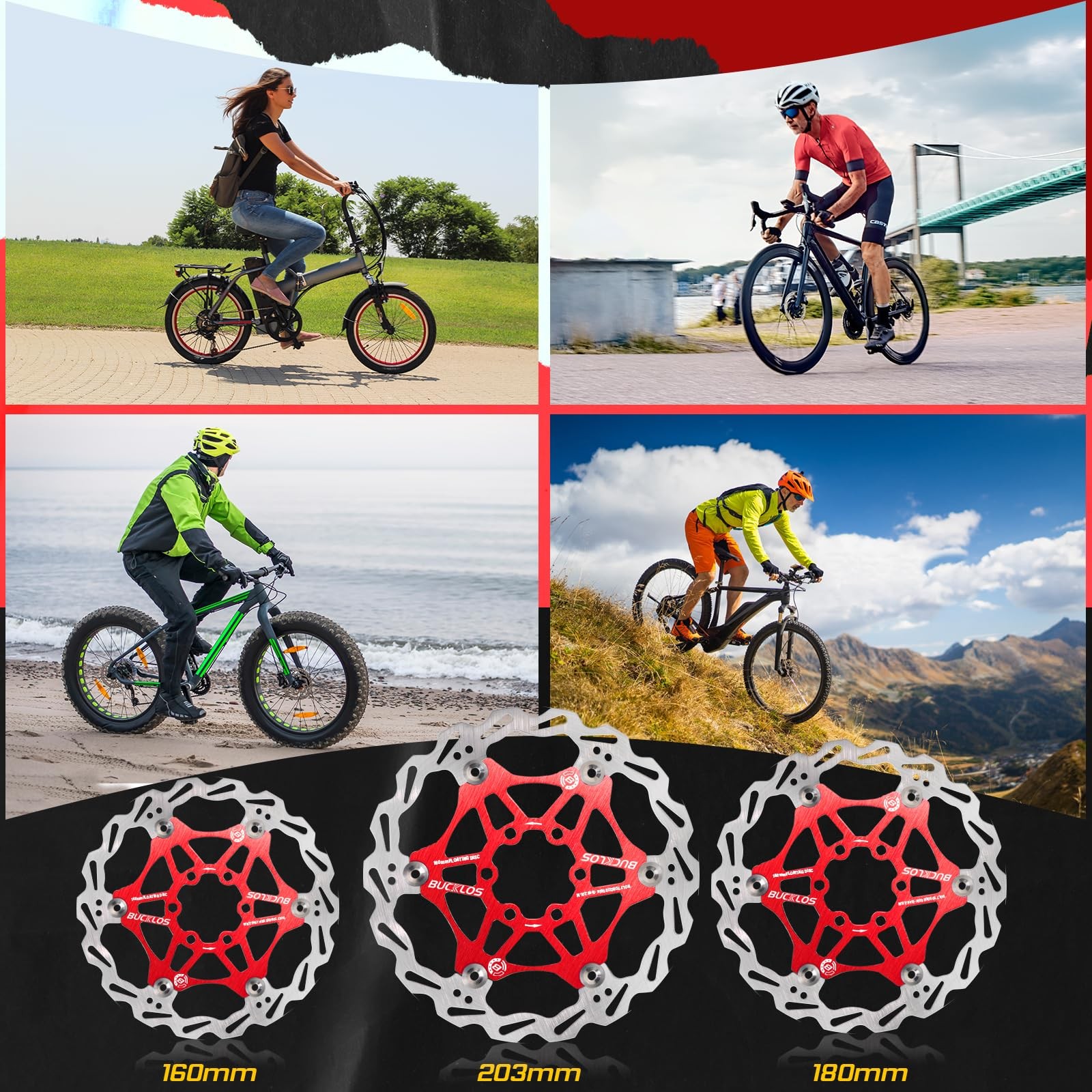 160mm 180mm 203mm Floating Disc Brake Rotor, Stainless Steel MTB Brakes Rotor…