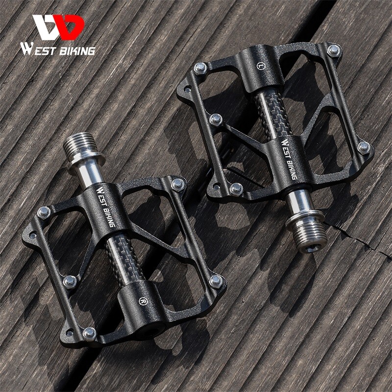 WEST BIKING Aluminum Bike Pedals 3 Bearings Steel Titanuim Axle Bicycle Pedals
