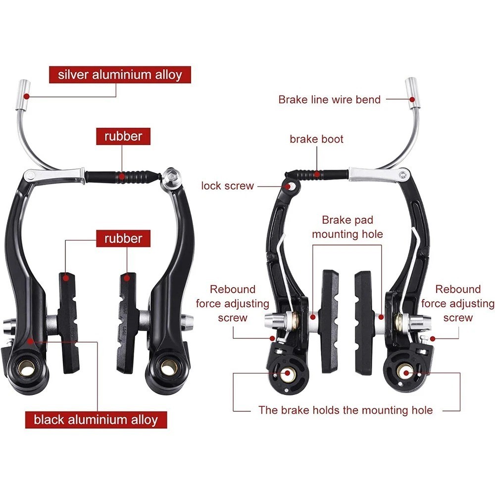 Mountain Bike V Brake Set Front and Rear MTB Hybrid Callipers Cables Lever Kit