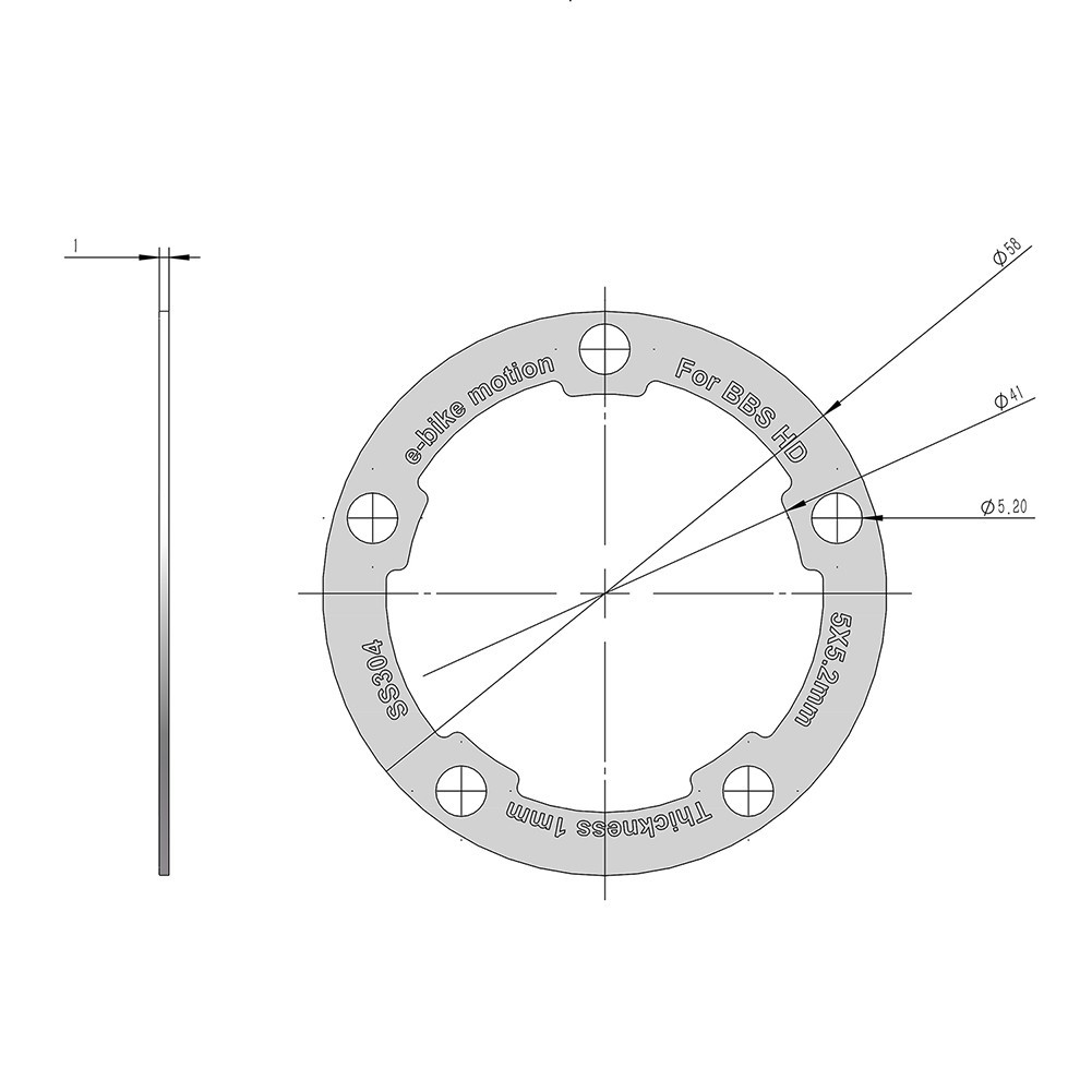 ChainRing Washer Electric Bicycle Replacement 58x58x1mm Aluminum Alloy