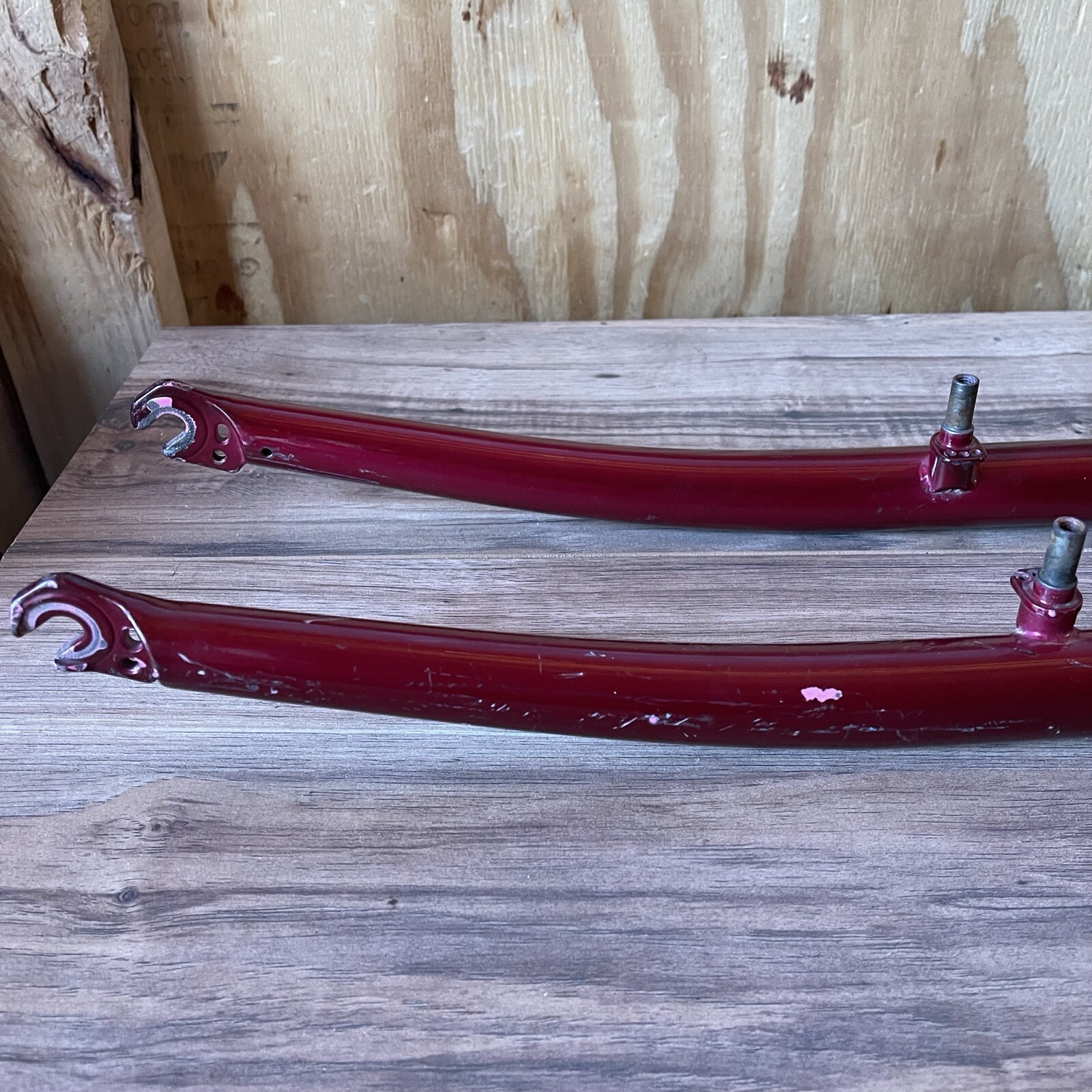 Vintage Chromoly MTB Fork 26 1 1/8 Threaded 136mm 390mm AtoC Dark Red