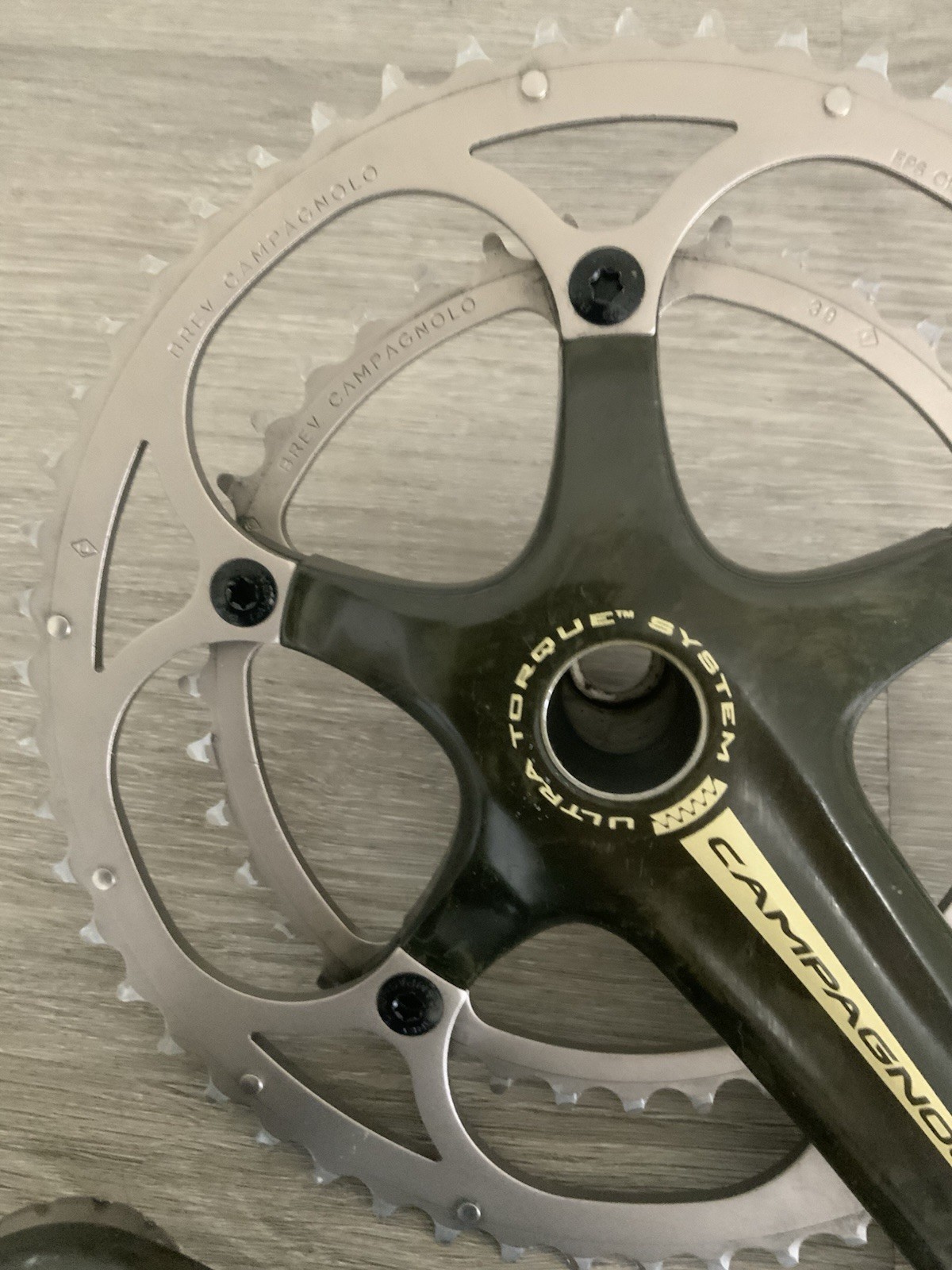 CAMPAGNOLO RECORD CRANKSET DOUBLE 53-39 TOOTH 177.5 MM ARMS 10 OR 9 SPEED W/ BB