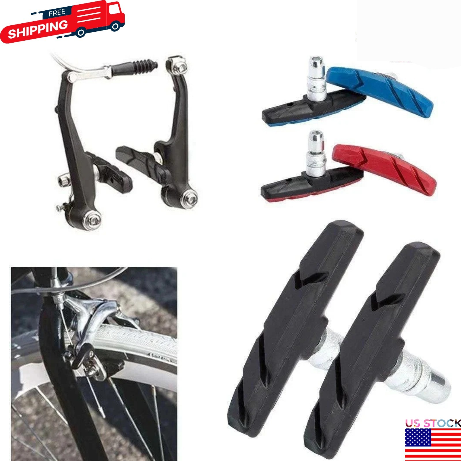 2/4/6PCS Mountain Bike BMX V Brake Blocks Rubber Bicycle Break Pad Shoes 3 Color