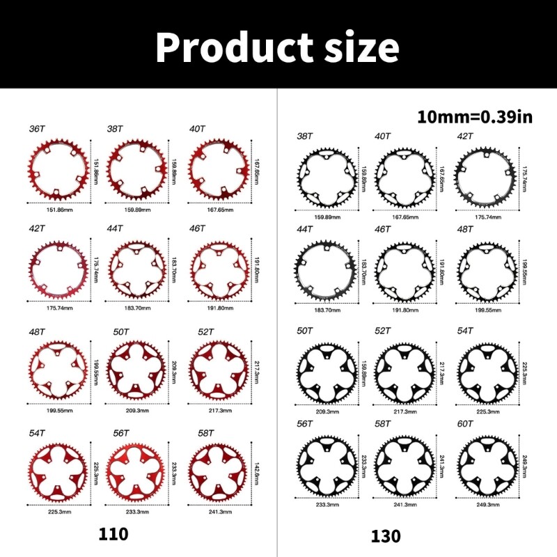 Wide Narrow Teeth Chainring Aluminum Alloy Mountain Bike Chainring 110/130BCD