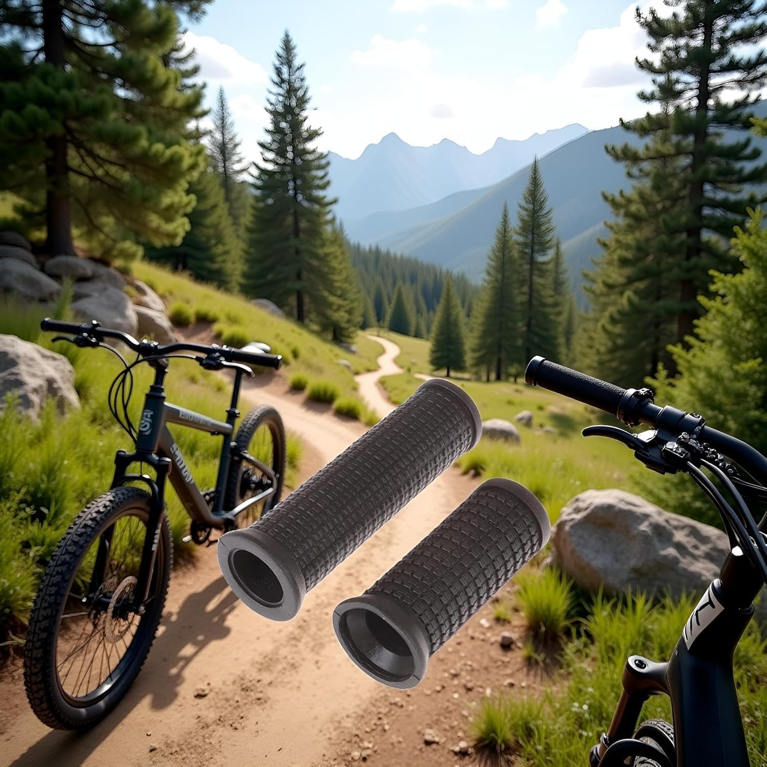 2Pcs Black Bike Long/Short Handlebar Grips for Twising Shifter, Shockproof