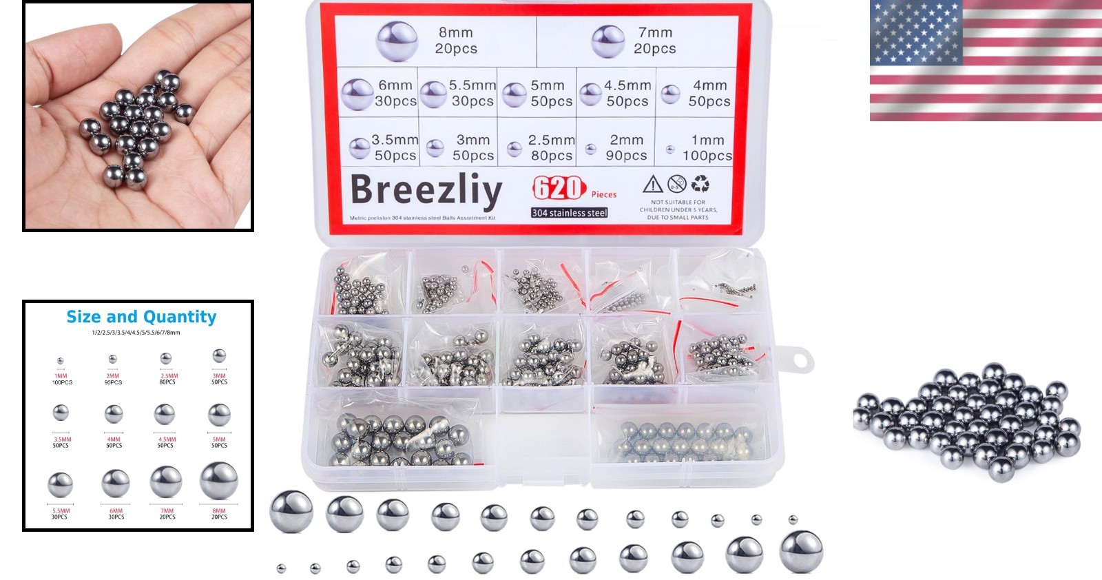 620-Pack 304 Stainless Steel Bearing Balls – Lubricated for Optimal Performance