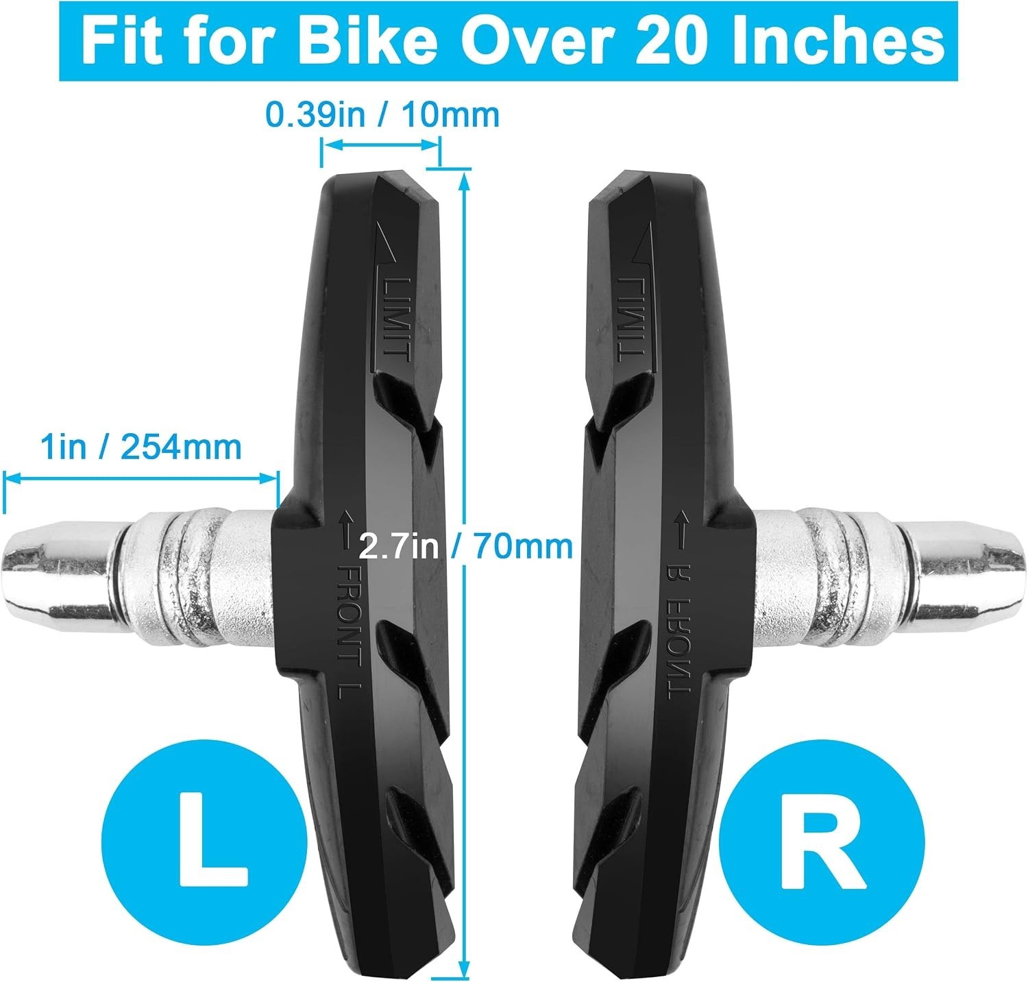 Universal 70mm V-Brake Blocks with Shims & Nuts – No Noise, Extra Durability