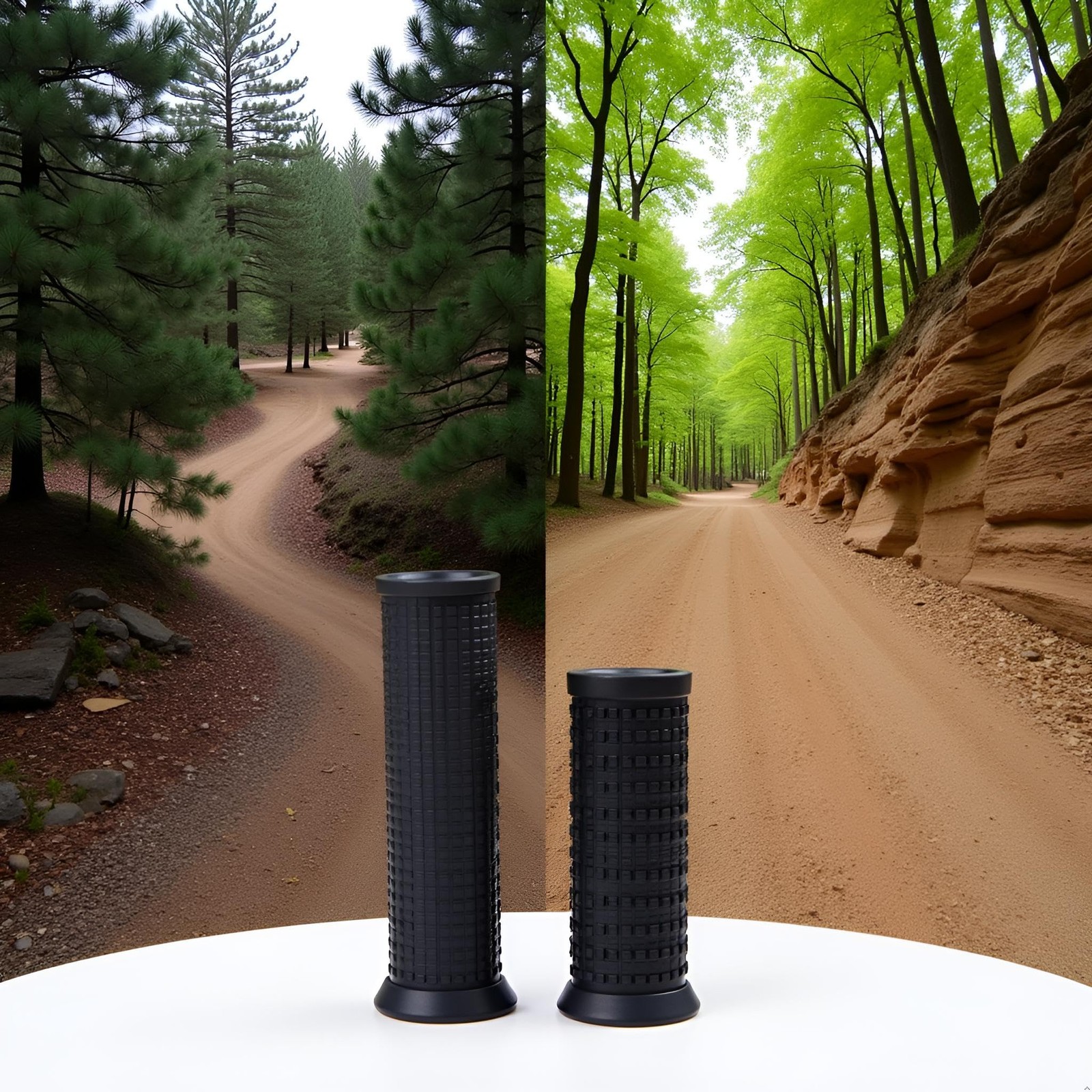 2PCS Bike Long/Short Handlebar Grips for Twising Shifter, Shockproof 1, Black