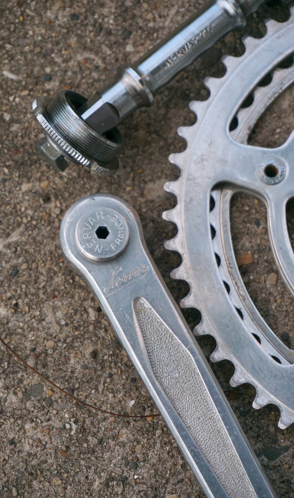 Vintage Nervar Crankset Square Taper Bottom Bracket French Thread TA Stronglight