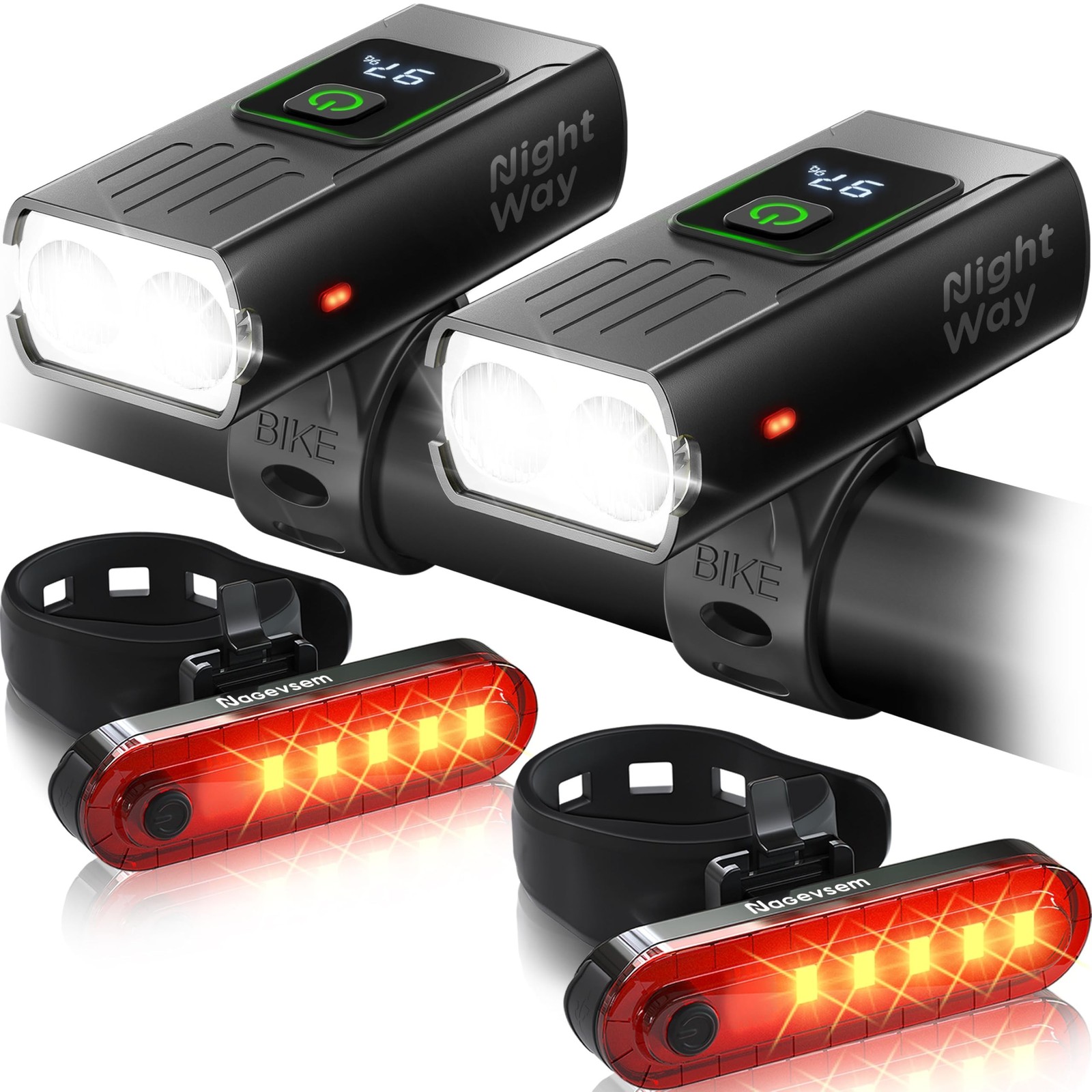 Bike Lights Front and Back for Night Riding, USB-C Rechargeable Bicycle Headl…