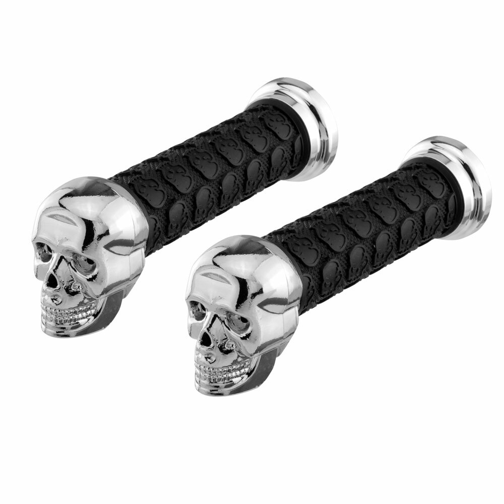 NEW!! Lowrider Bicycle Grips SKULL Black & Chrome Beach Cruiser Chopper BMX Bike