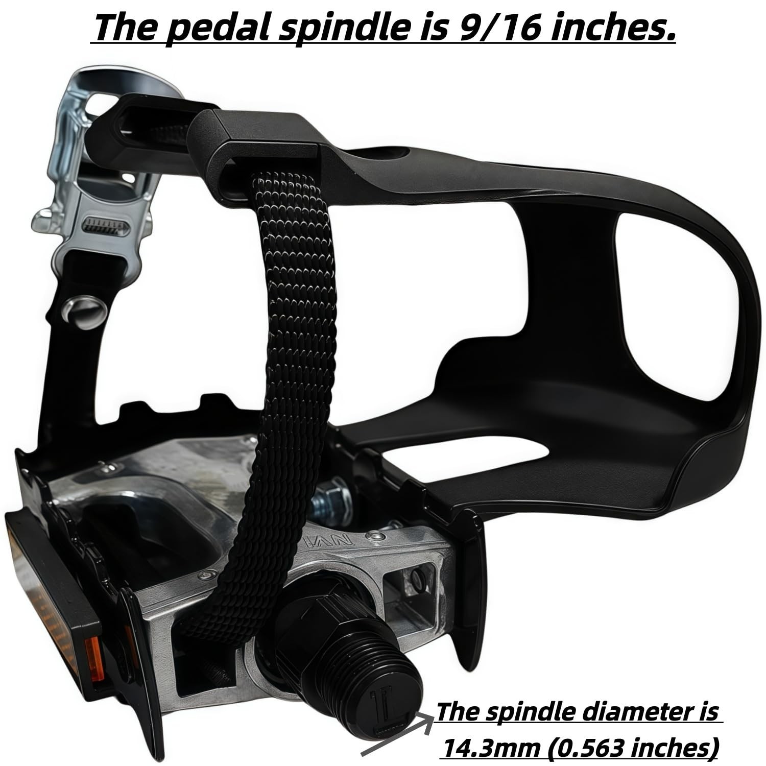 Pro-Grade Spin Bike Pedals with Toe Clips & Adjustable Straps – 9/16″ Alloy Spin