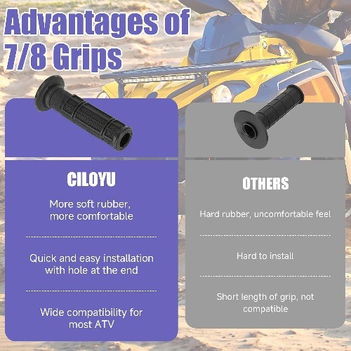 7/8 Handlebar Grips Rubber ATV Handle Grips Replacement for Ranch Color: black
