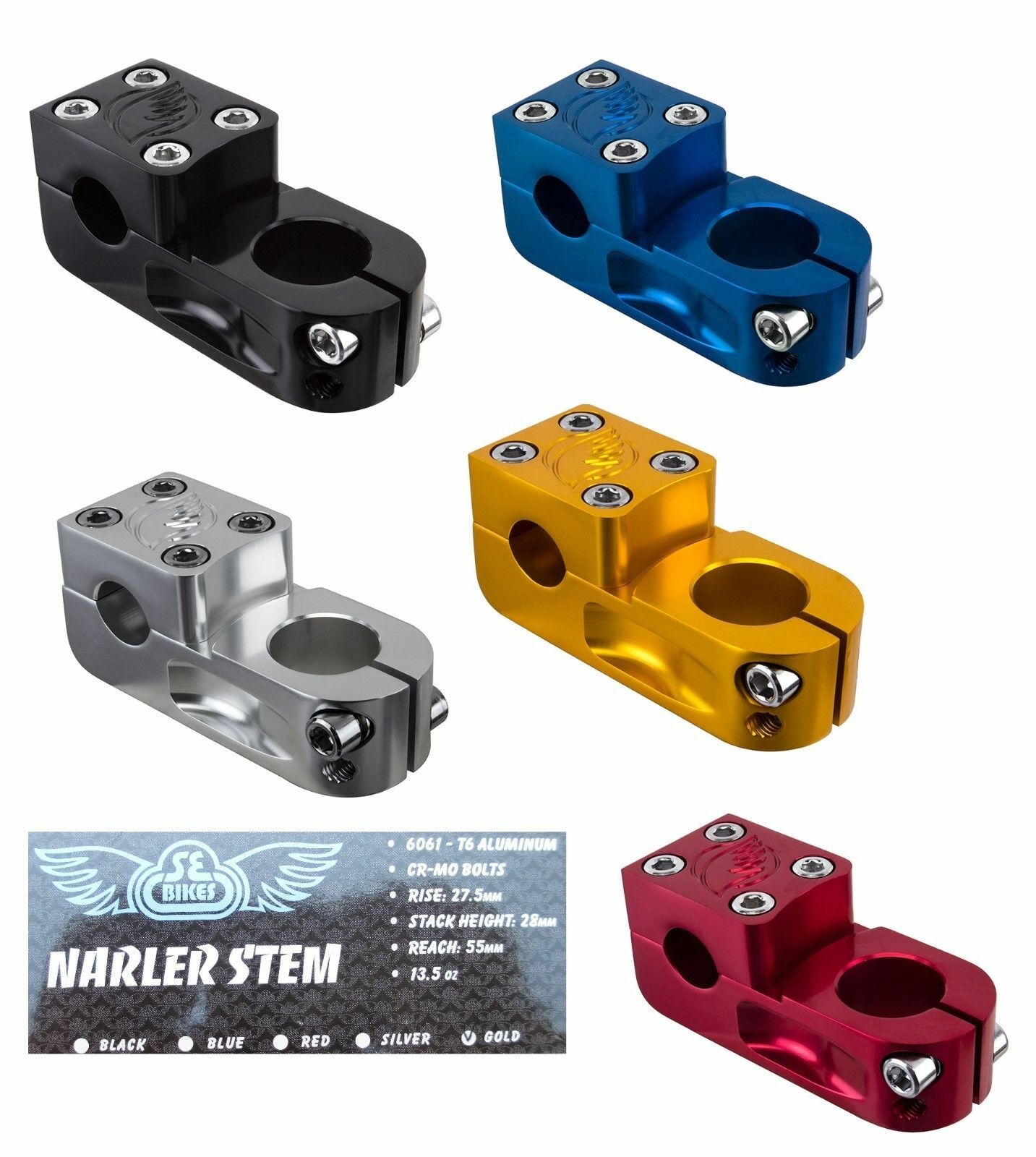 SE RACING BIKES NARLER STEM 1 1/8 THREADLESS BMX BIKE STEMS
