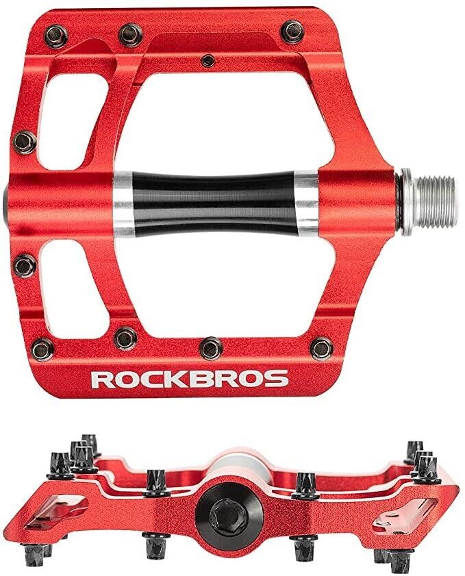 ROCKBROS MTB Bike Flat Pedals Aluminum Alloy 9/16″Sealed Bearing Platform Pedals