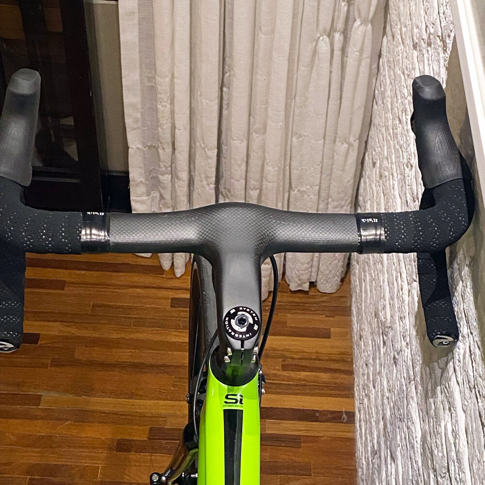 Road Bike Integrated Handlebar Stem Carbon Drop Bar Handle Bar 1-1/8 for Cycling