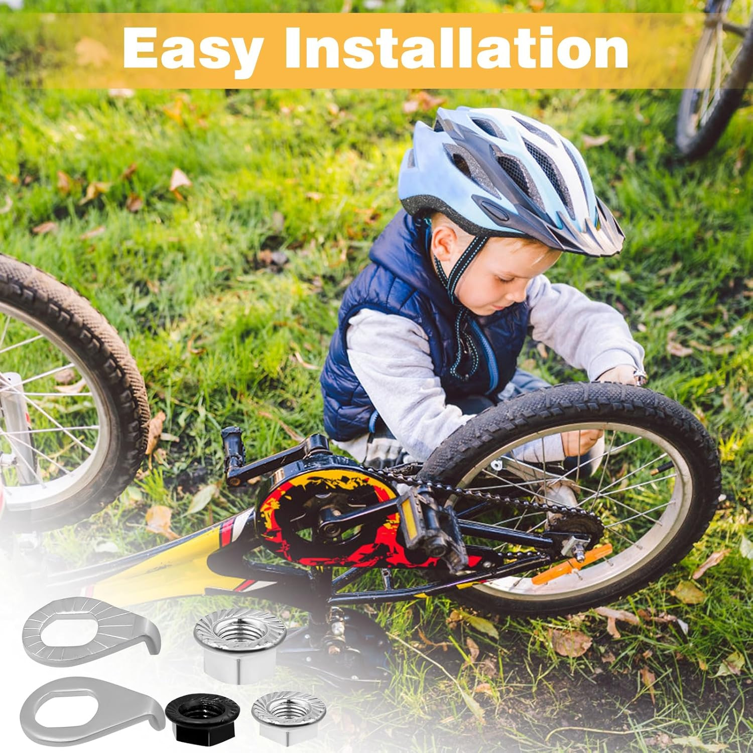 24PCS Bike Axle Nuts & Safety Washers Kit, 3 Sizes M8/M9.5/M10 Bicycle Wheel Hub