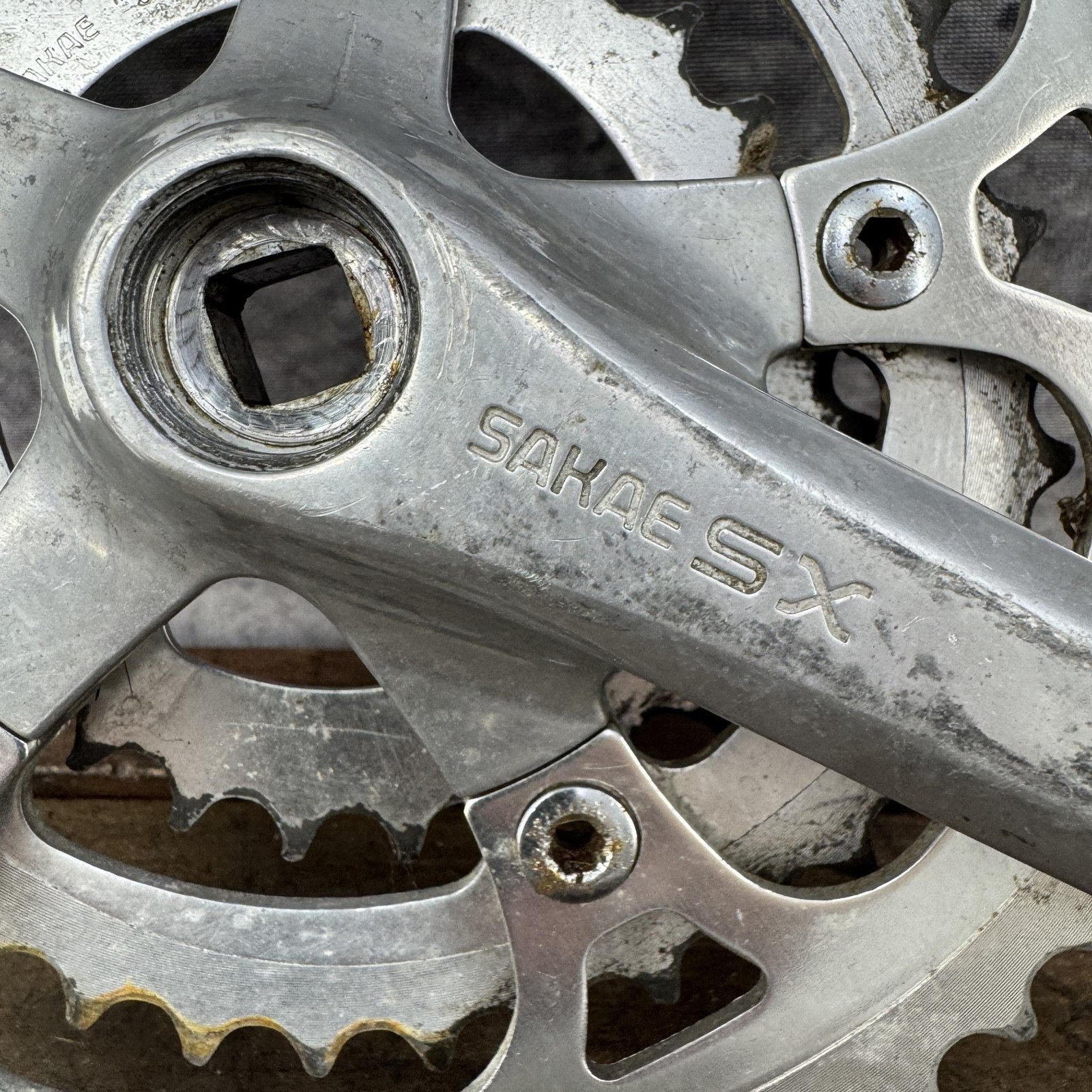Vintage Sakae SX Crankset 175mm Triple OvalTech 80s Japan Square Taper Oval Ring