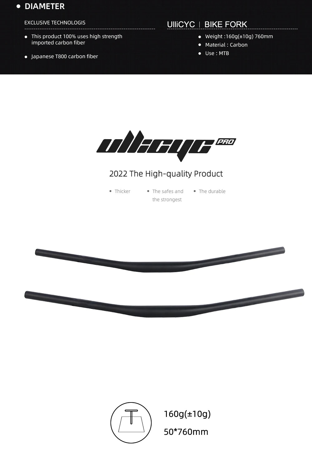 9 Degree Full Carbon Fiber XC Off-Road Racing Flat Handlebar Matte 580-740mm