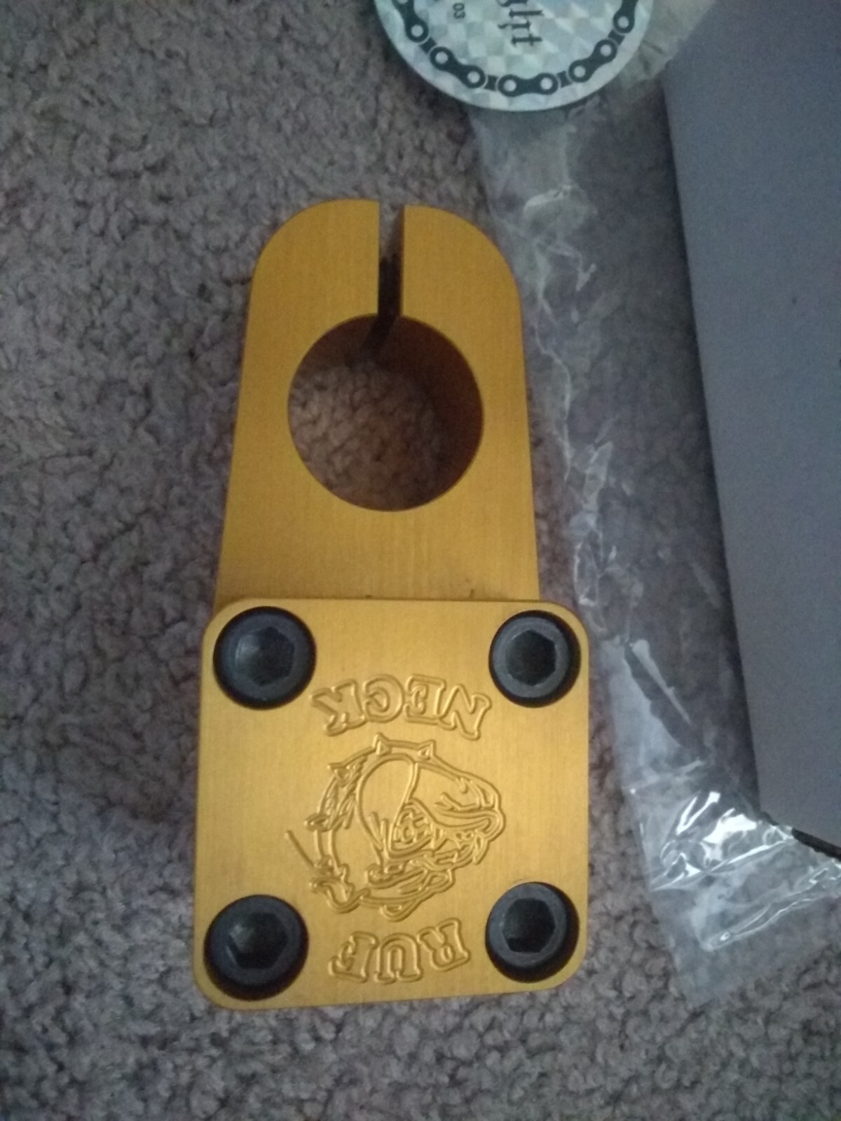 BMX stem ruf neck KNIGHT BIKE CO. Gold SE bikes quadangle bullseye PK ripper mcs