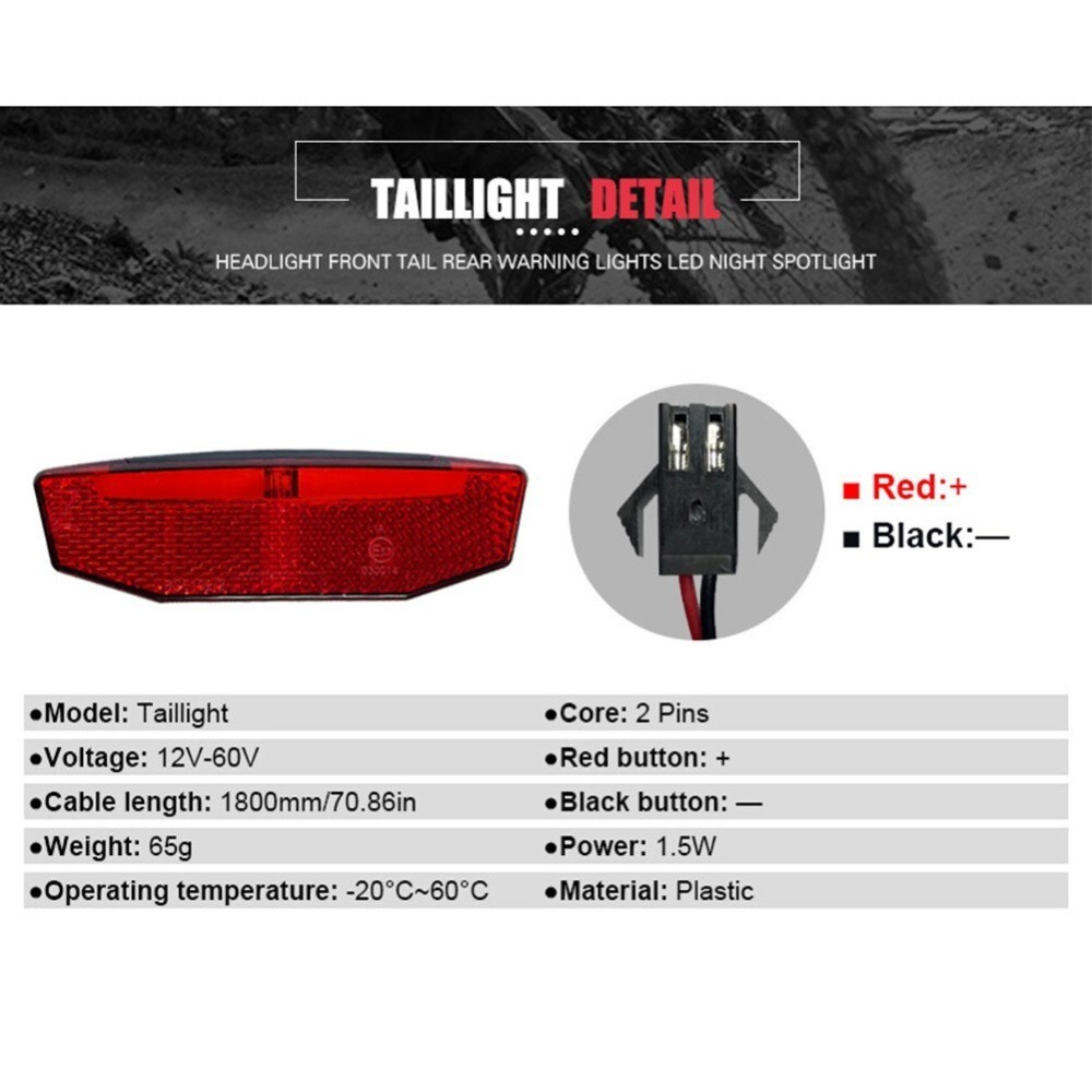 Electric Bike Light Ebike Headlight Tail Lights LED Brake Lamp Kit