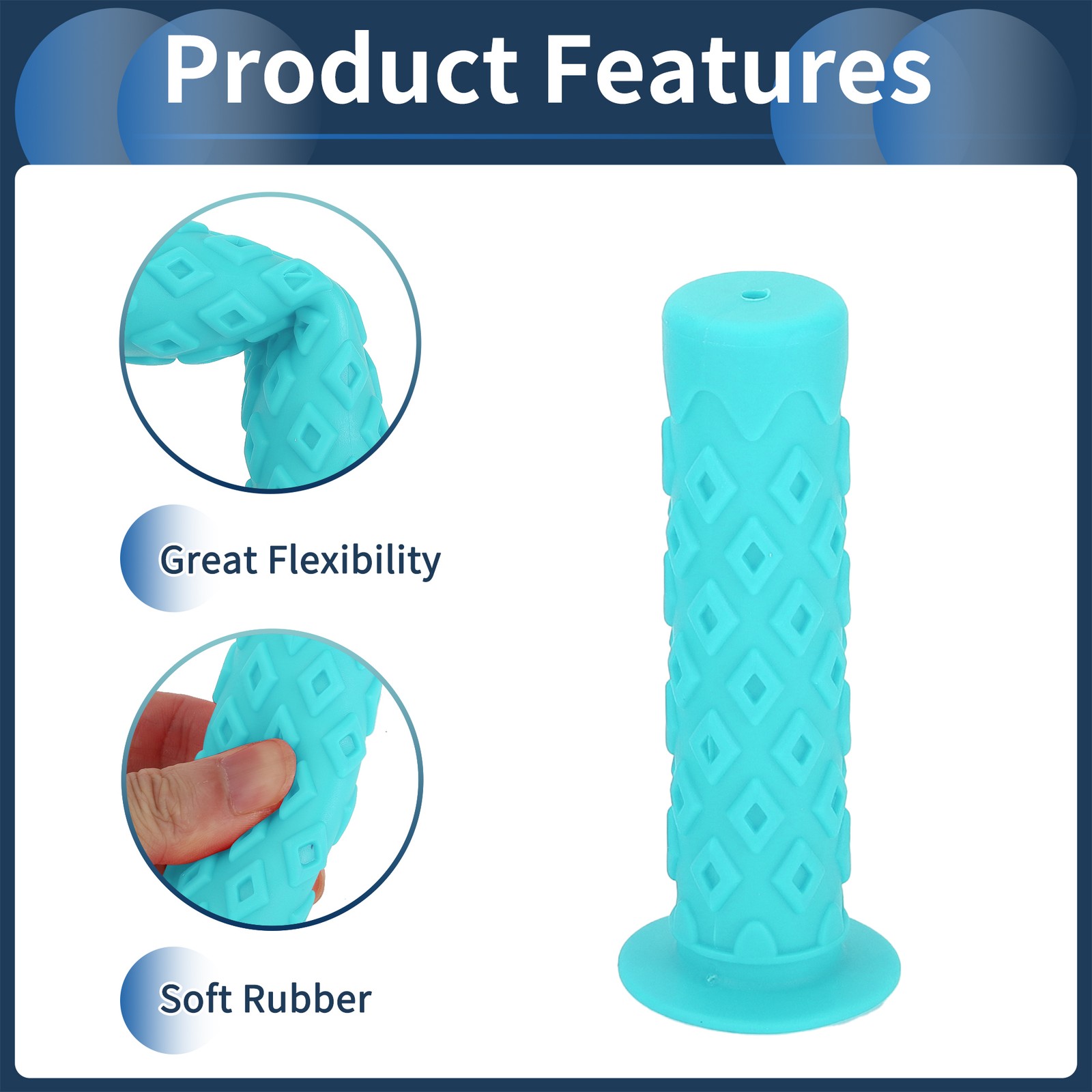 Bike Handlebar Grips Cover 120mm End Grip Protector Rubber Blue Universal 1 Pair