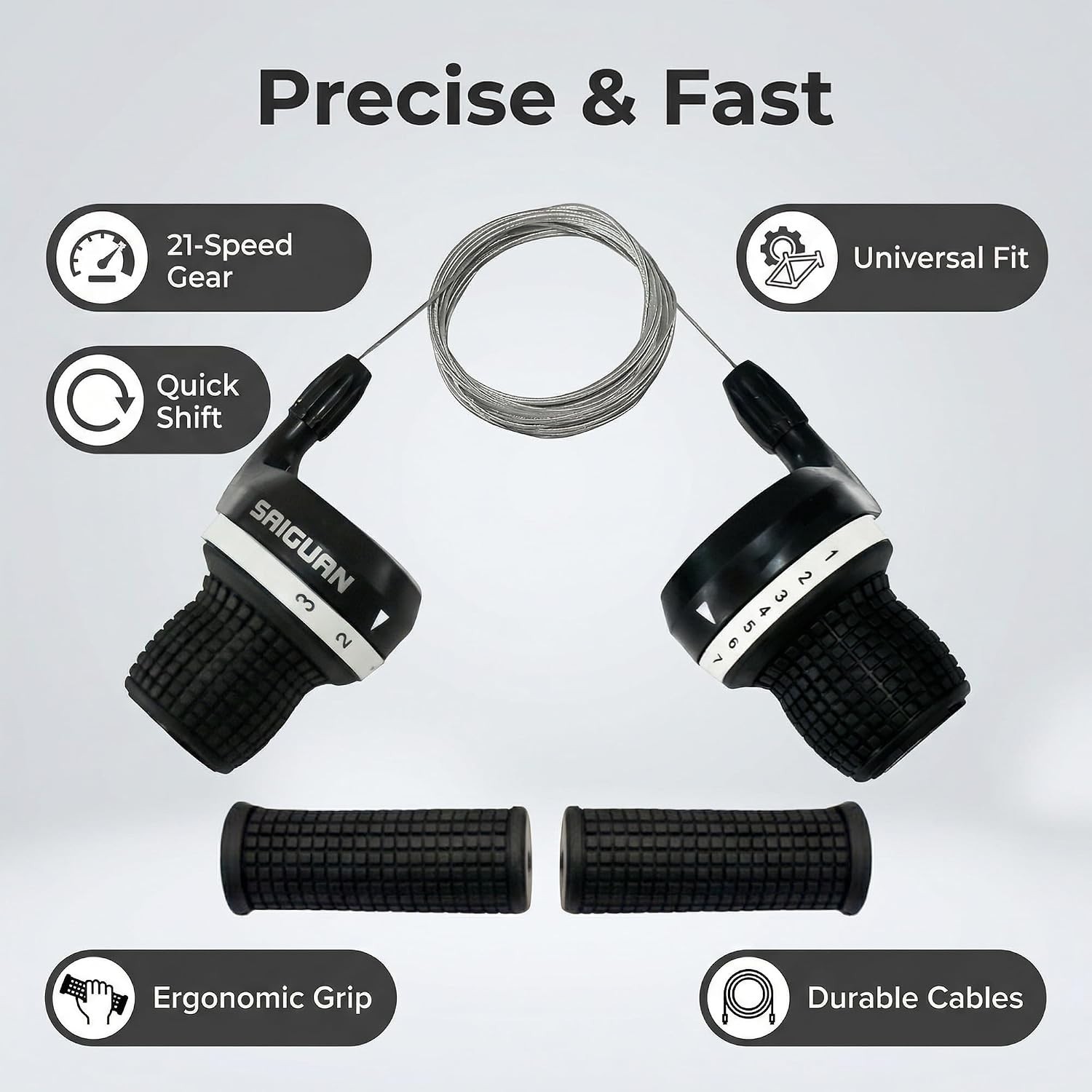 3×7 Speed Bike Shifter Set, 21 Speed Twist Grip Gear Shifters with Cables & H…