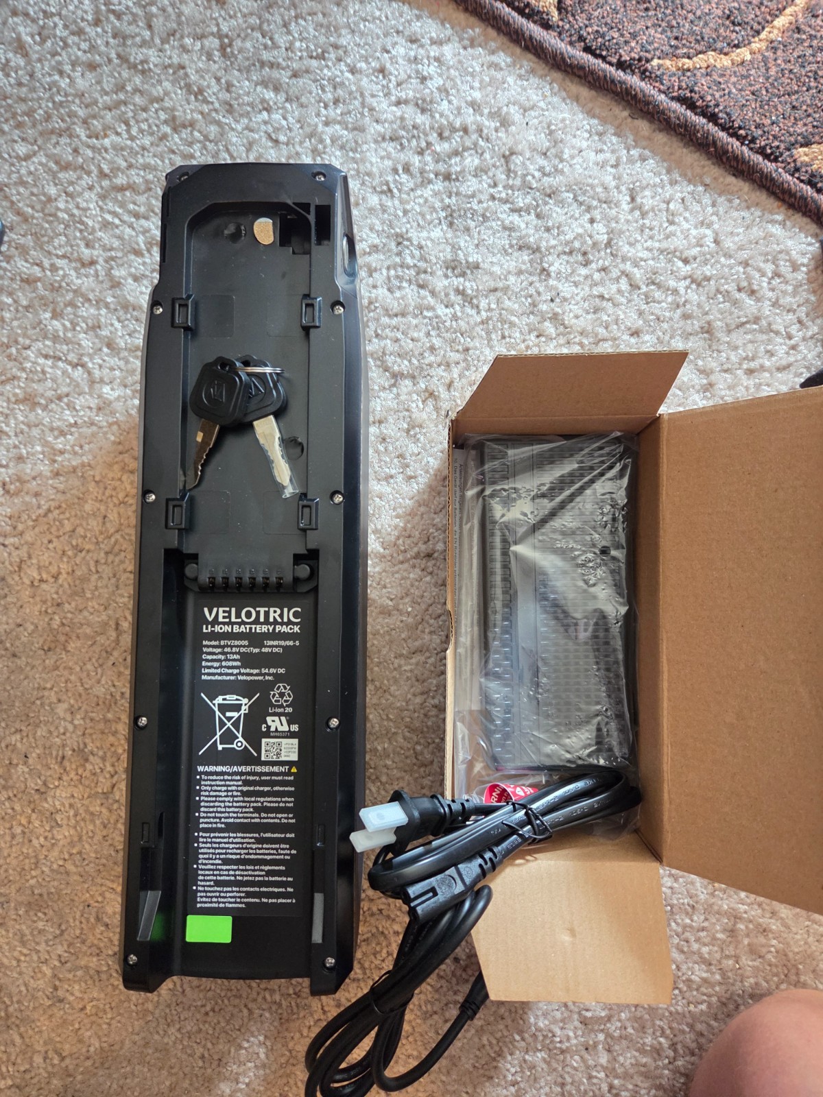 Velotric Battery for Fold 1 and Fold 1 Plus with Chargerer. UL certified 2271