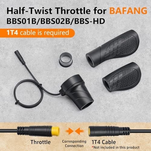Half Twist Throttle for Bafang BBS01B BBS02B Mid Drive Motor 3 Pin eBike