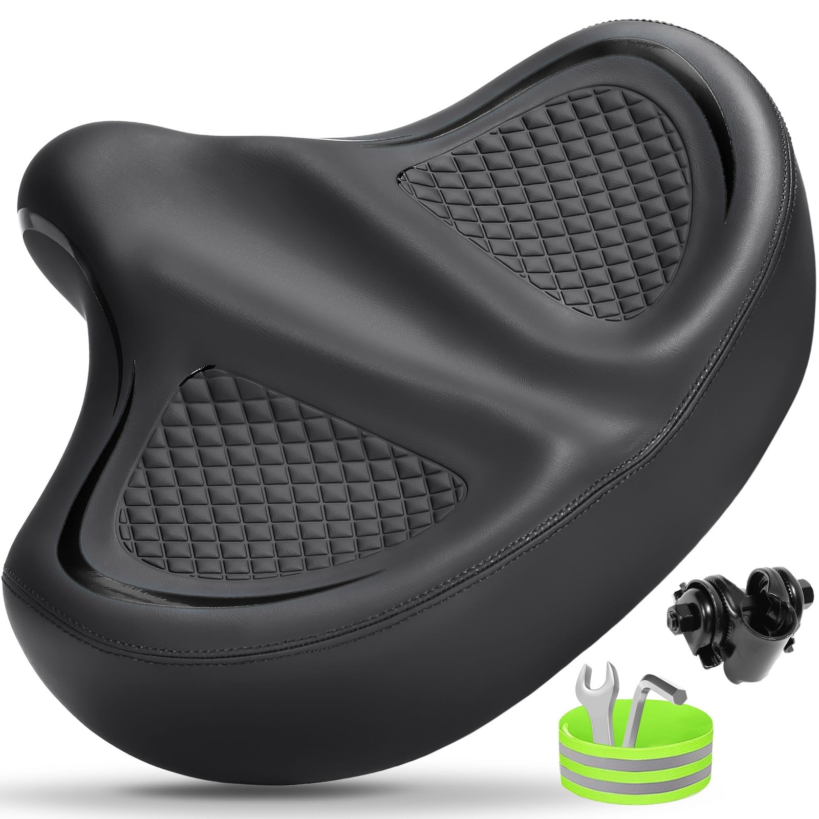 CDYWD Oversized Bike Seat for Men & Women Comfort Wide, Soft X-Large, Black