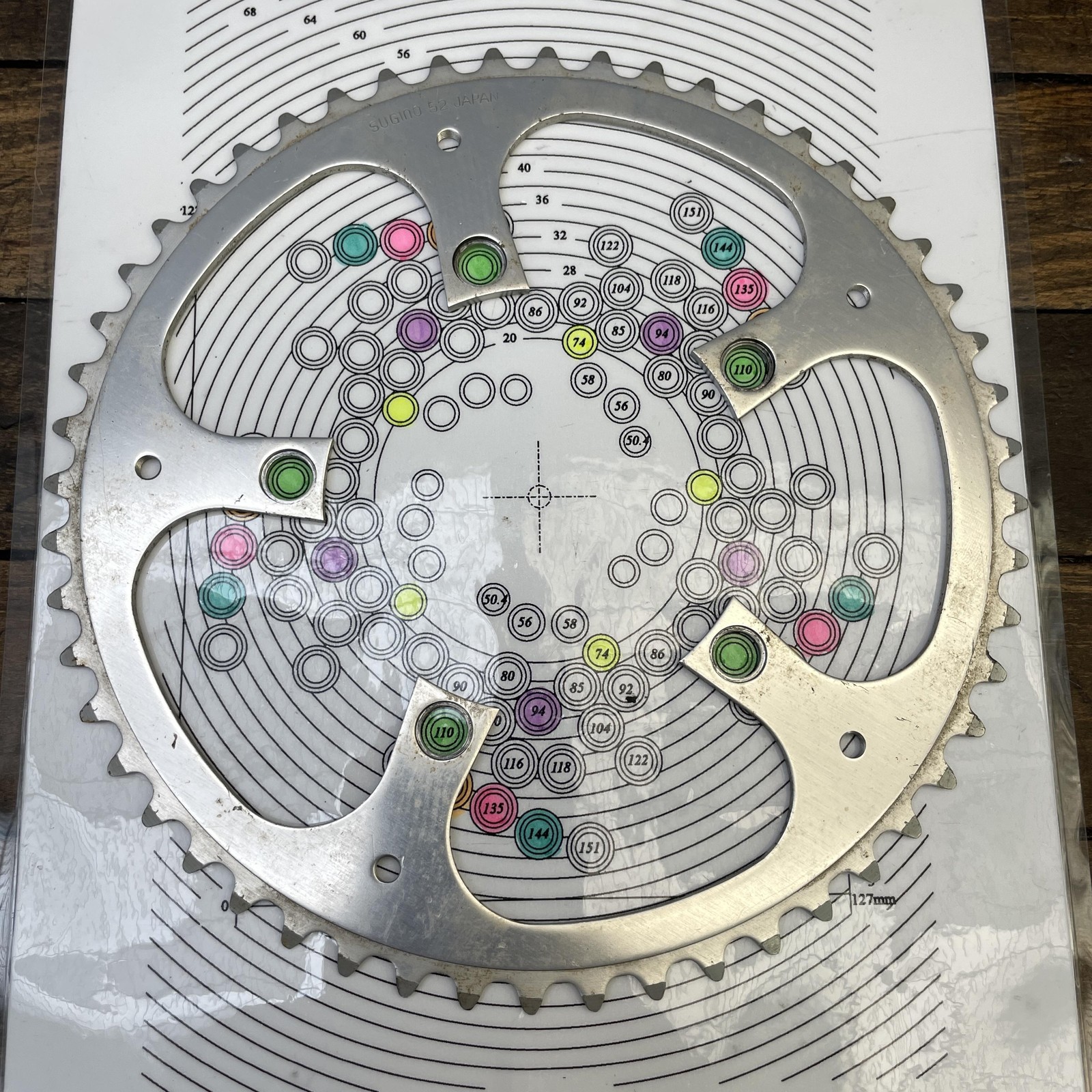 VintagSugino 52T Chainring 110 BCD 5-Arm Silver Chainguard Holes Bike 52 Tooth