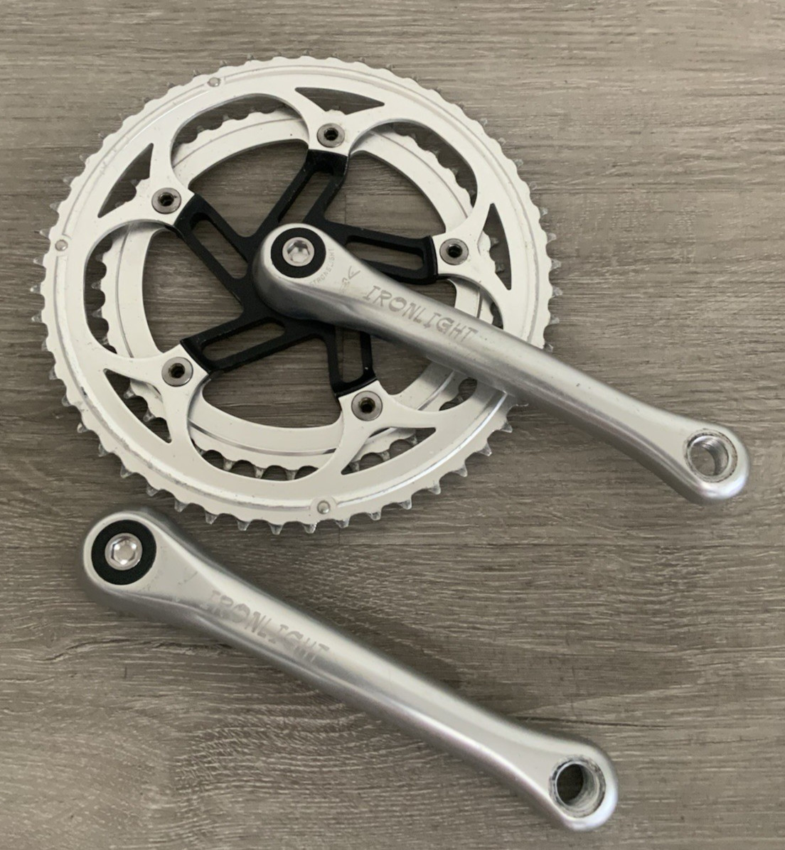 STRONGLIGHT IRONLIGHT CRANKSET DOUBLE 172.5 MM ARMS 52-42 TOOTH 6, 7, OR 8 SPEED