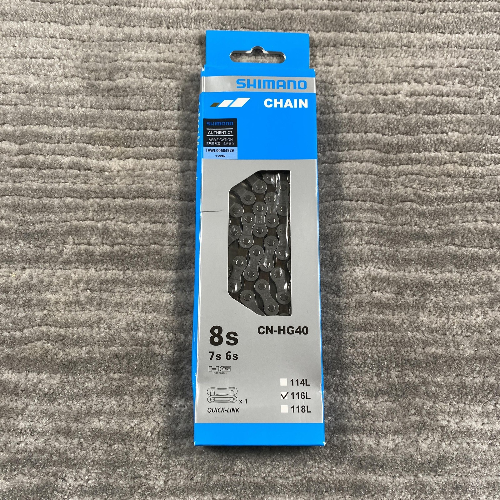 Shimano CN-HG40 8 Speed Chain 116 Links Silver HG Hyperglide Quick-Link Bike