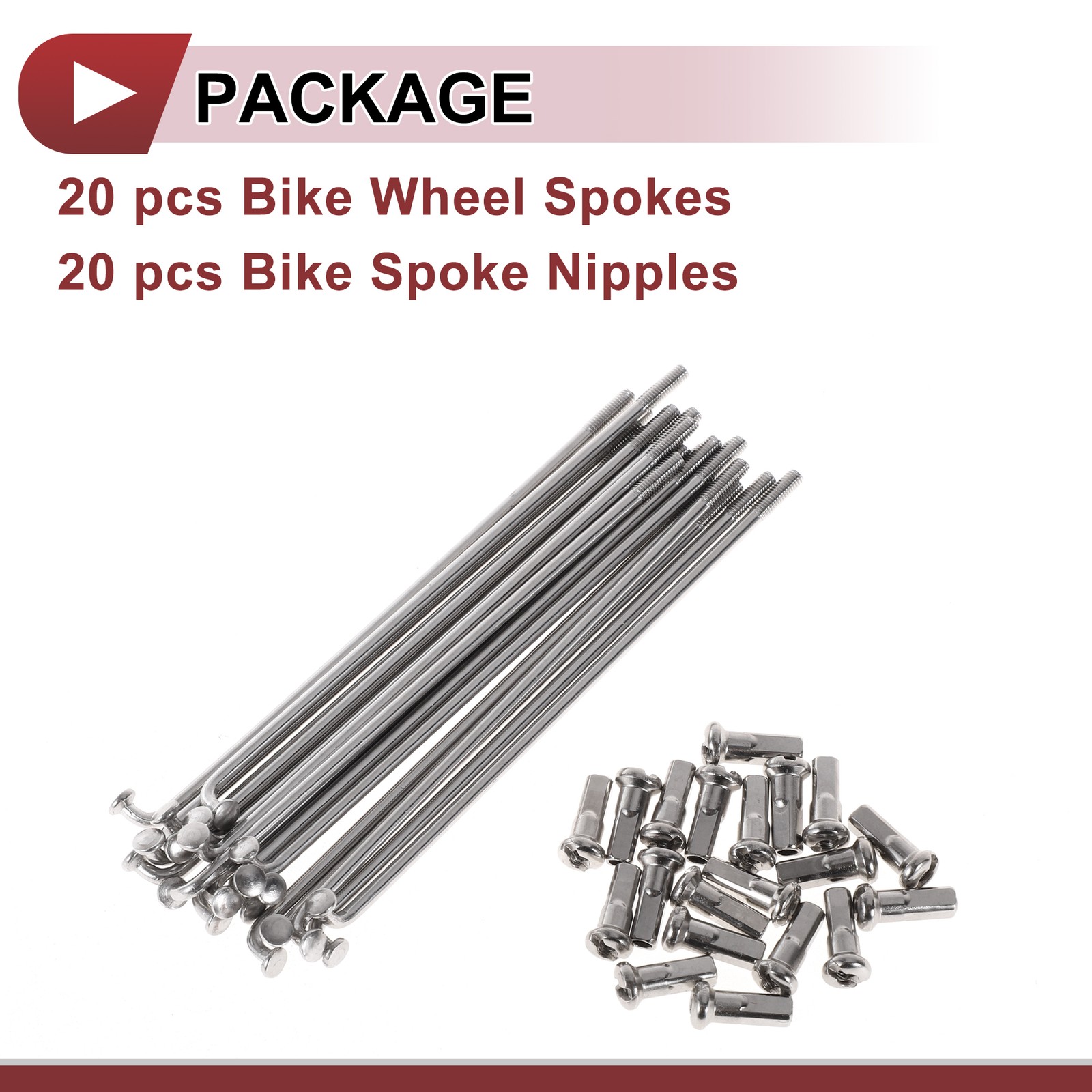 20pcs 13G Bike Wheel Spokes 89mm 304 Stainless Steel Silver