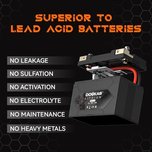 DKL12 YTX12-BS 550A LiFePO4 Motorcycle Lithium Battery, [+ -] YTX12-BS 4Ah 550A