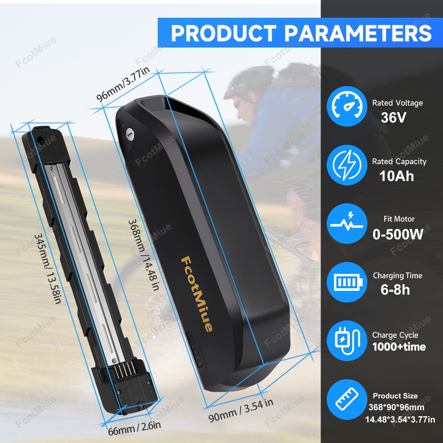 36V 10Ah Ebike Lithium ion Battery Pack for Electric Bicycle 250W 350W 500W