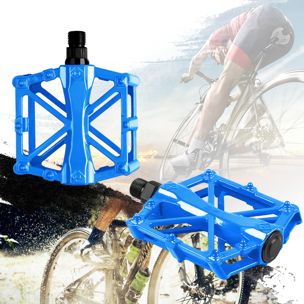 1Pair 9/16″ Bike Pedals Mountain Road Bicycle Flat Platform Non-Slip MTB Cycling