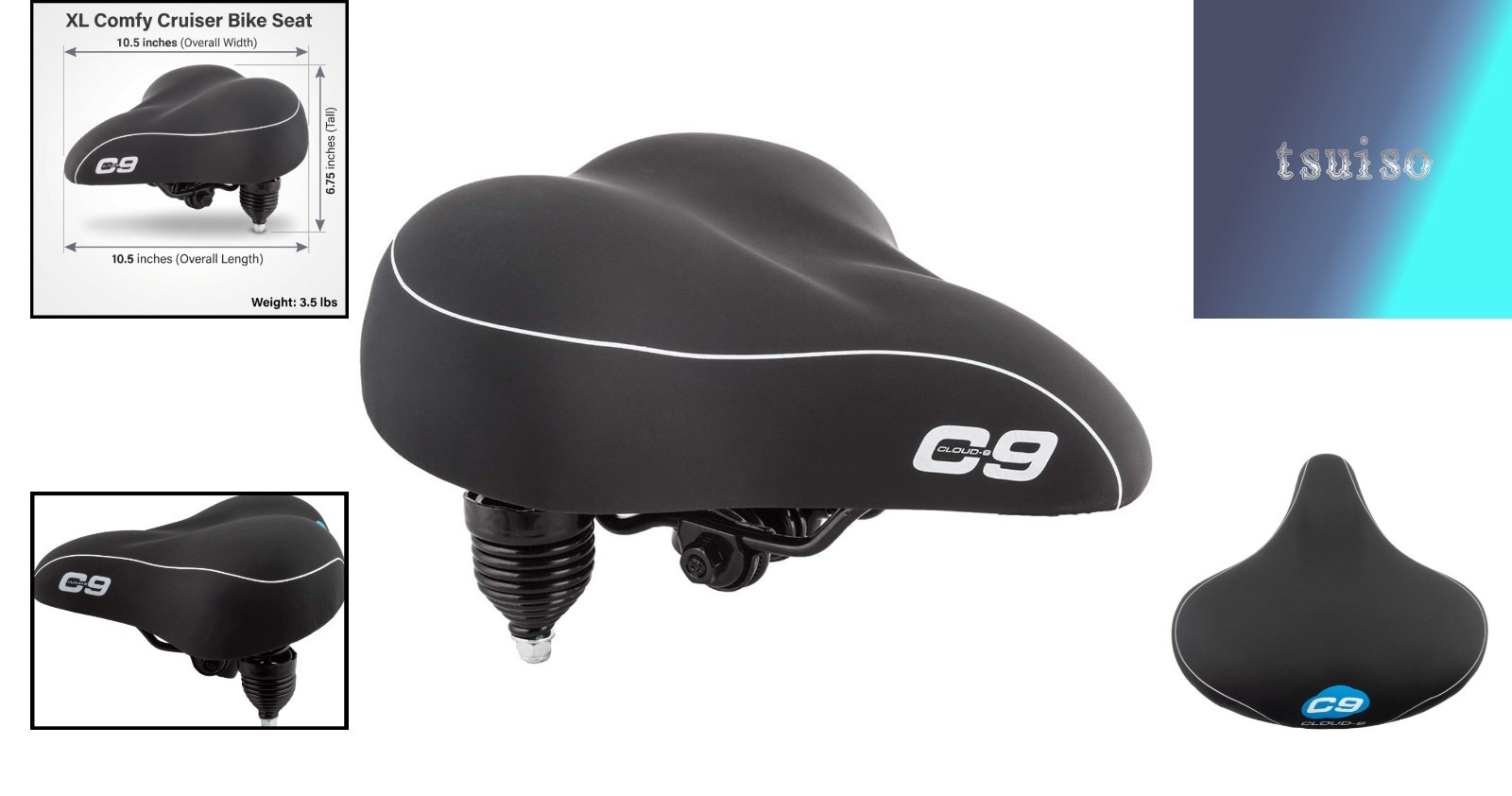 Sunlite Cruiser Gel Bicycle Saddle with Chrome Suspension – Ultimate Comfort