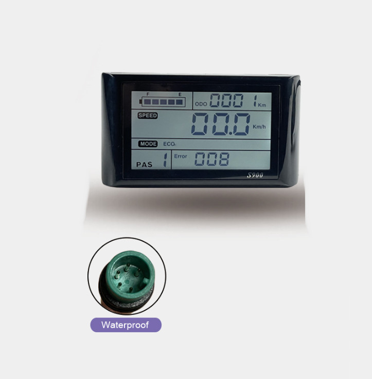 ECOTRIC 48V LCD S900 Display for E-Bike Waterproof plug Speed&Battery Display