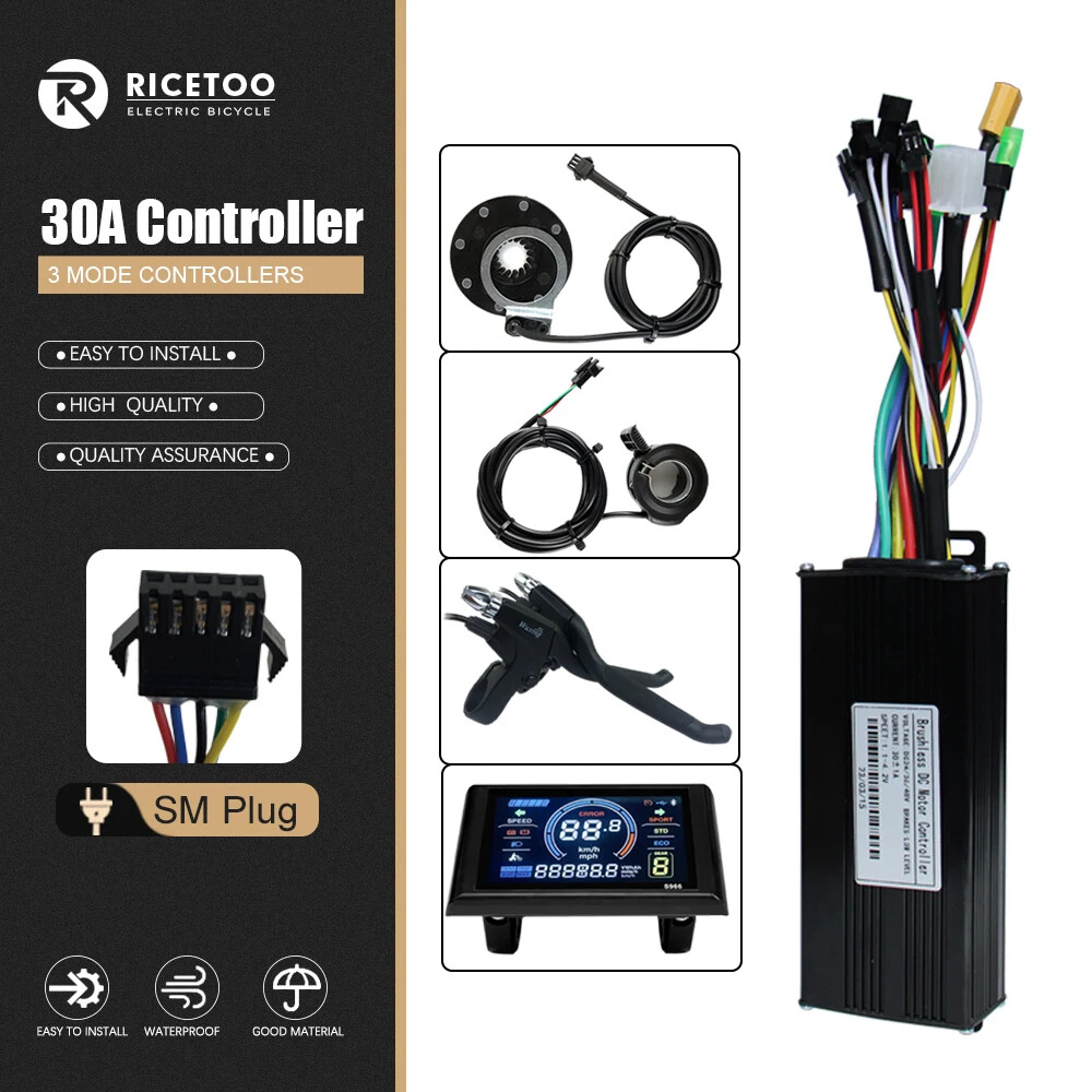 3-mode Sine Wave E-bike Brushless Controller 36V 48V 17A/26A/30A/40A 250W-2000W