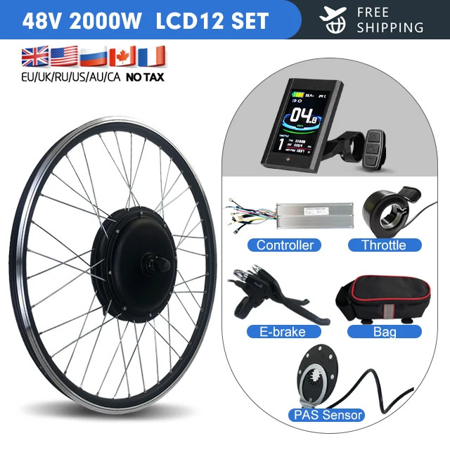 48V 2000W MTB Electric Bicycle Conversion Kit Front Hub Motor Wheel 20-29in 700c
